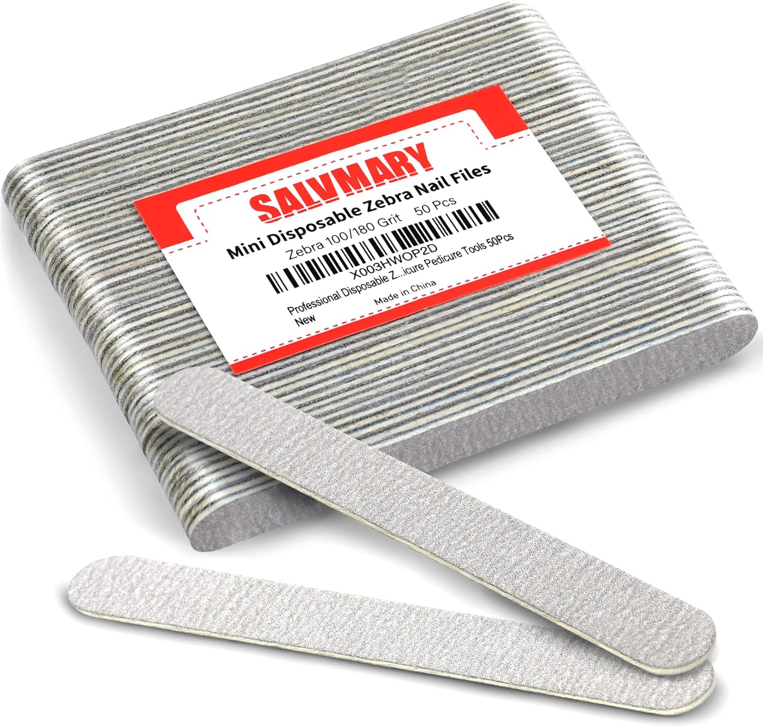 Professional Disposable Zebra Nail Files 100/180 Grit 5" Double Sided Emery Board Manicure Pedicure Tools 50Pcs image number 1