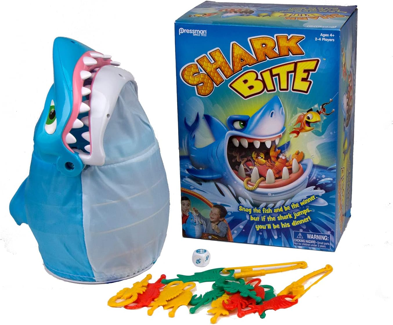 Pressman Shark Bite - Roll the Die and Fish for Colorful Sea Creatures before the Shark Bites Game! - Trilingual