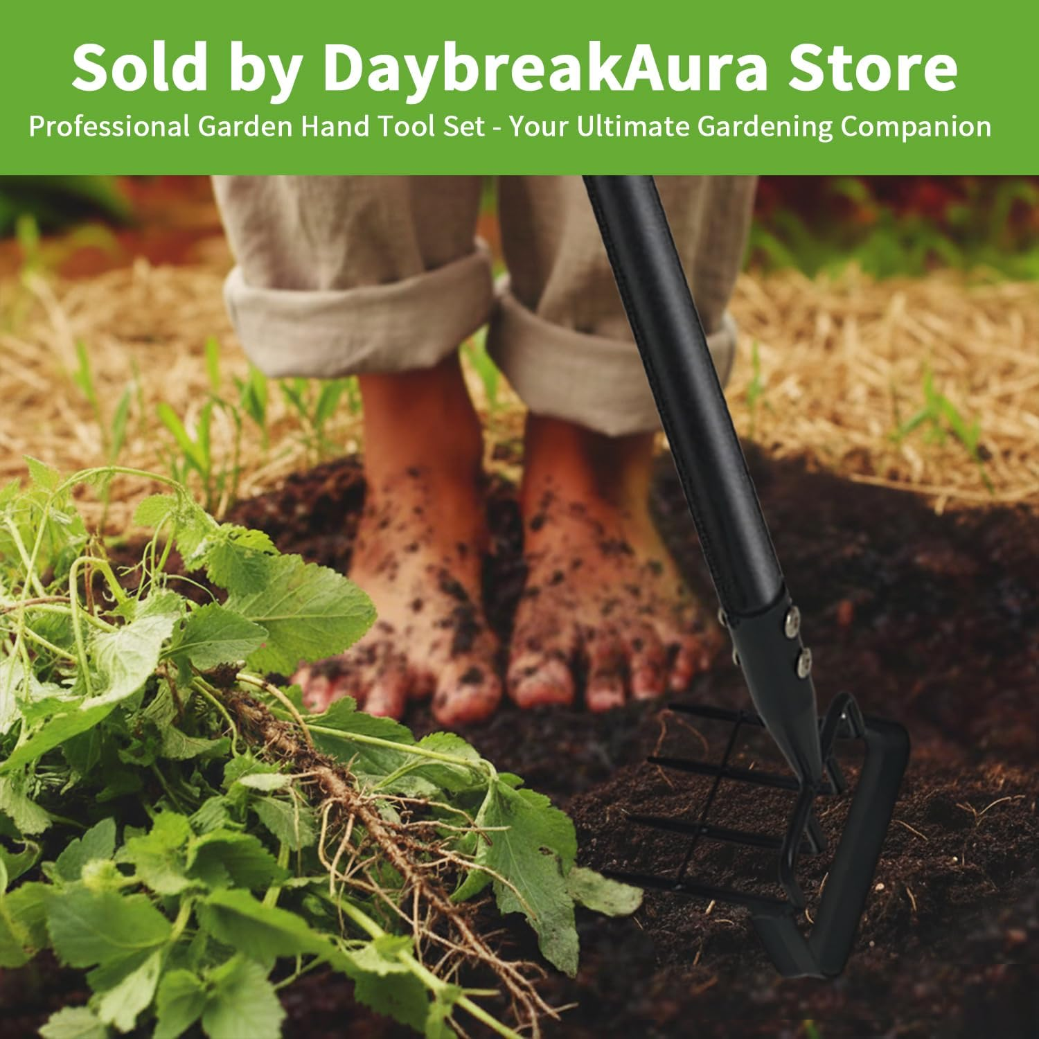 Premium Stirrup Hoe with Adjustable Handle 30-62 Inch, Hula Hoe & Garden Cultivator with Rake for Weed Removal in Flower Beds & Vegetable Gardens image number 5