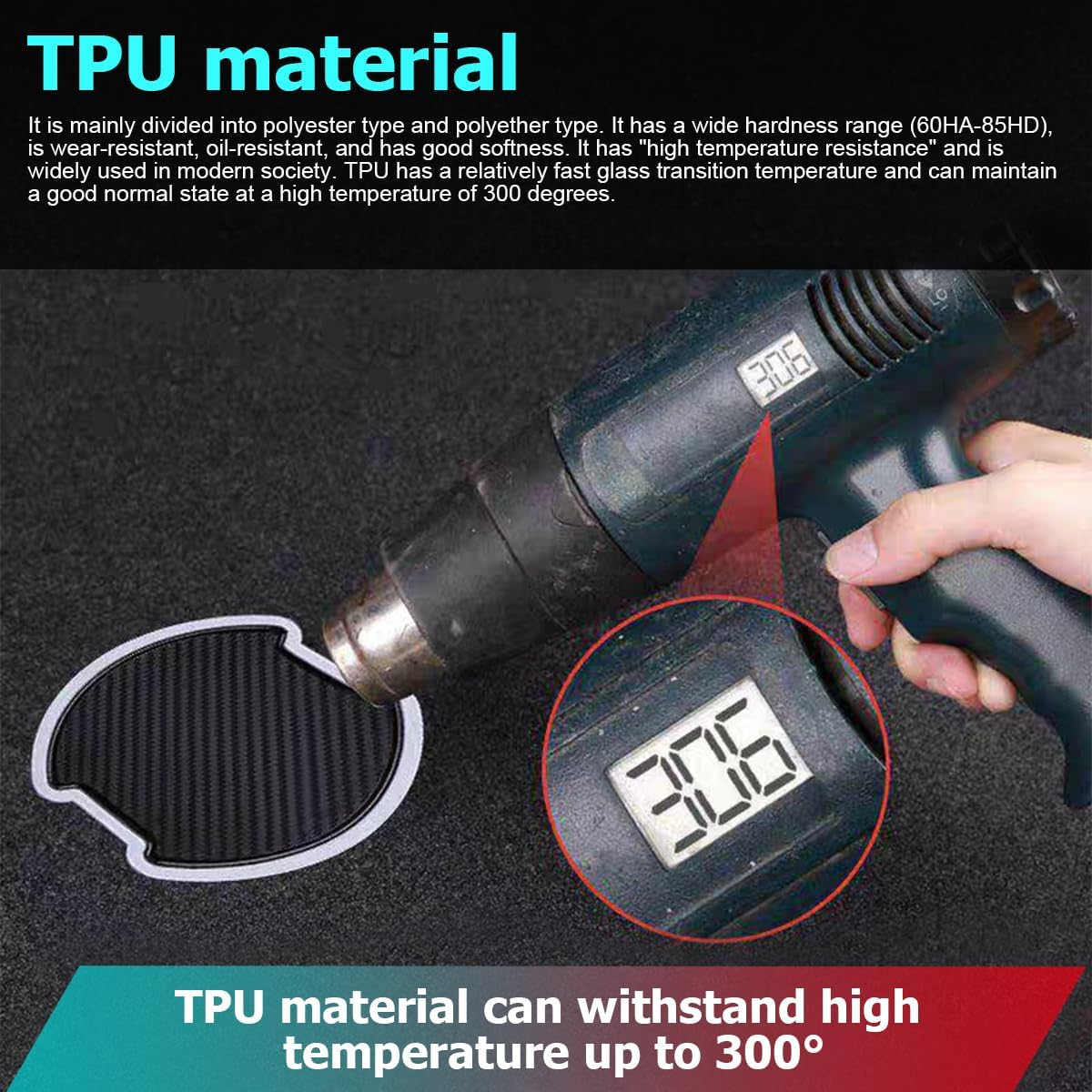 Mandark Car Door Handle Cup Scratch Protector, 4PCS 3D TPU Carbon Fiber Vehicle Door Bowl Sticker, Automotive Door Handle Paint Protective Film Cover Accessories, Universal for Most Cars (Large) image number 1