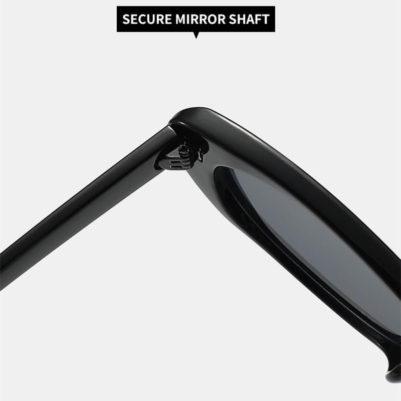 Trendy Cat Eye Black Sunglasses Women Narrow Frame Rectangle Shades Small Eyewear Men Sun Glasses Female Male Uv400(Black Tea) image number 5