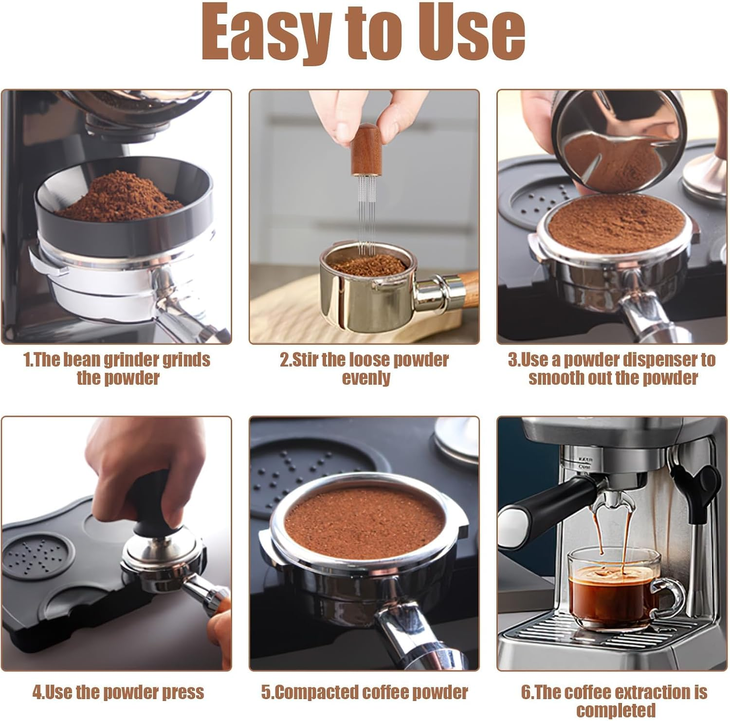 Upgraded 6-Needle WDT Tool, 0.4Mm Coffee Stirrer & Distributor with Stand, Barista-Grade Espresso Accessory for Even Extraction, Essential Coffee Machine Accessory for Barista, Cafes, Gift