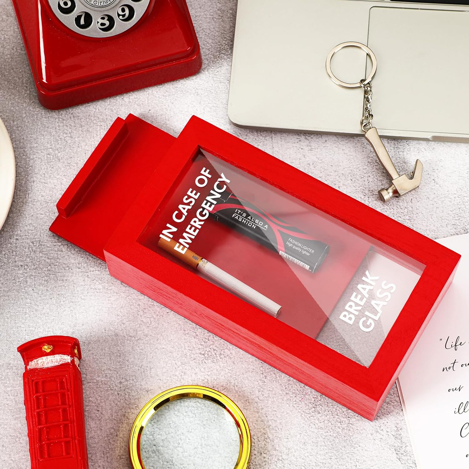 JULEASEL Funny Gift Emergency Box W/Hammer, Break in Case of Emergency Box, Personalized Prank Gag Gift for Birthday Holiday, Funny Desk Decor, White Elephant Gift for Friend Coworker Family image number 1