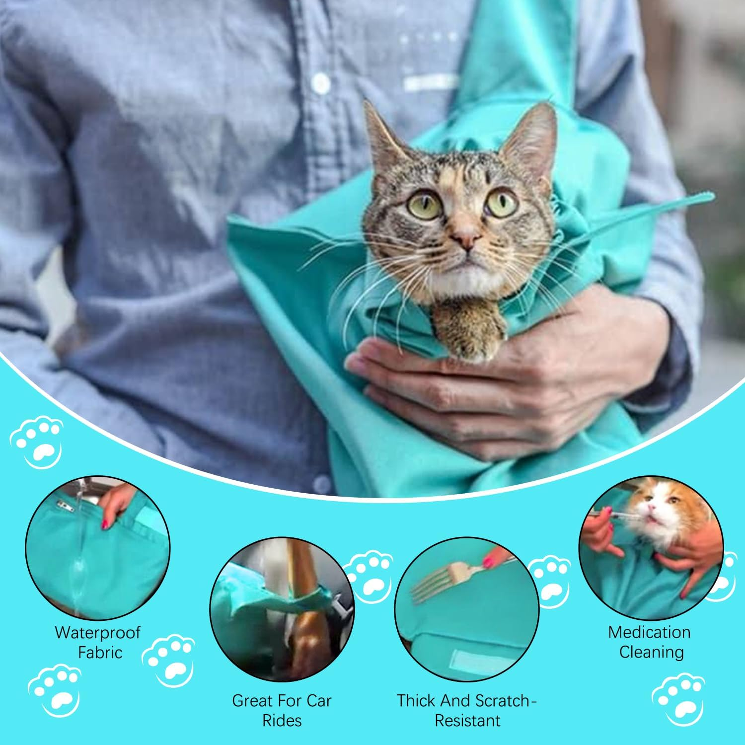 Cat Carrier Pouch Cozy Comfort Carrier, Anti-Scratching Cat Carrier Pouch Bag Nail Trimming Restraint Bag Medication, Administration,Grooming, 1PC - 1 Pc image number 2