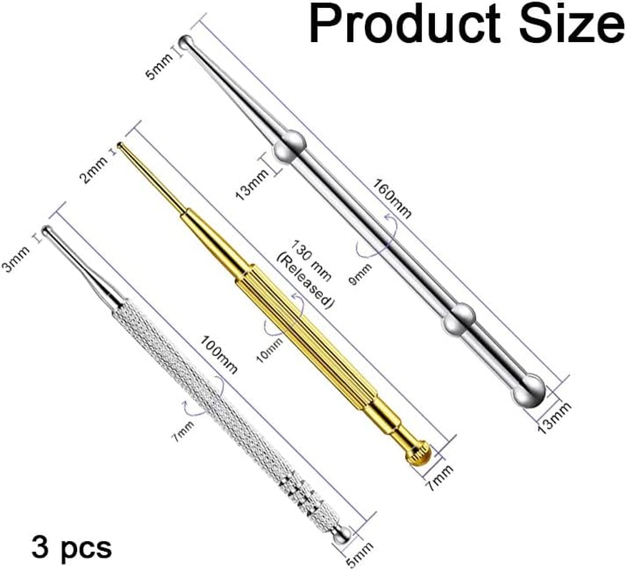 3 Pcs Facial Reflexology Massage Tool Stainless Steel Manual Acupuncture Pen,Stainless Steel Double Headed Spring Loaded Ear and Body Point Probe Pen,Retractable Acupuncture Pen image number 4