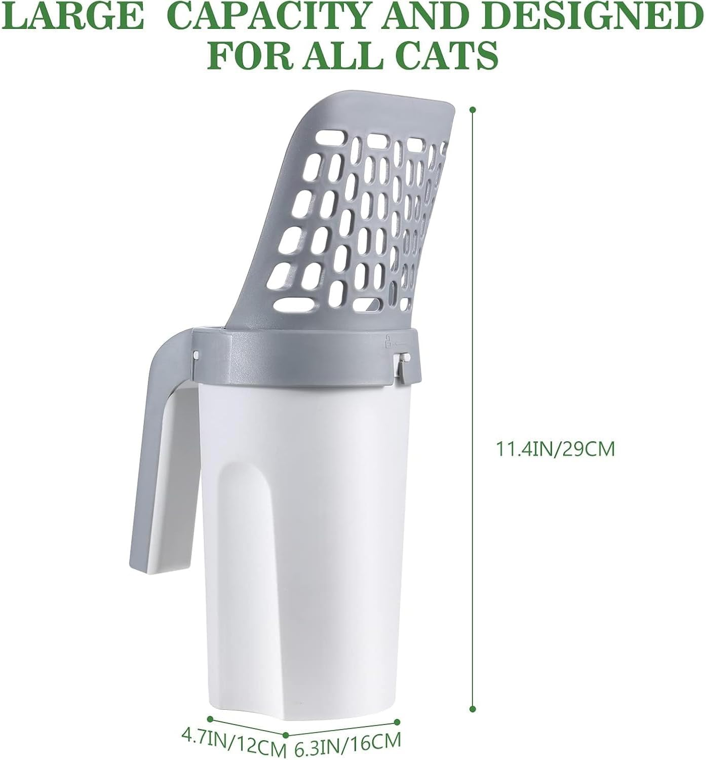 Cat Litter Scooper with Holder, Cat Litter Shovel with Refill 8 Rolls of Litter Bags, Large Capacity Cat Scooper Portable Shovel image number 2