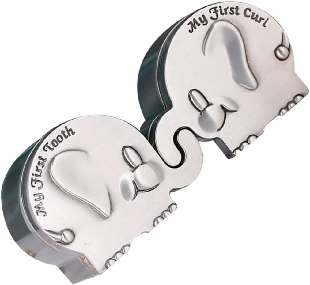 1Pair Elephant Shape First Tooth and Curl Keepsake Storage for Newborns for Showers Birthdays and Christenings