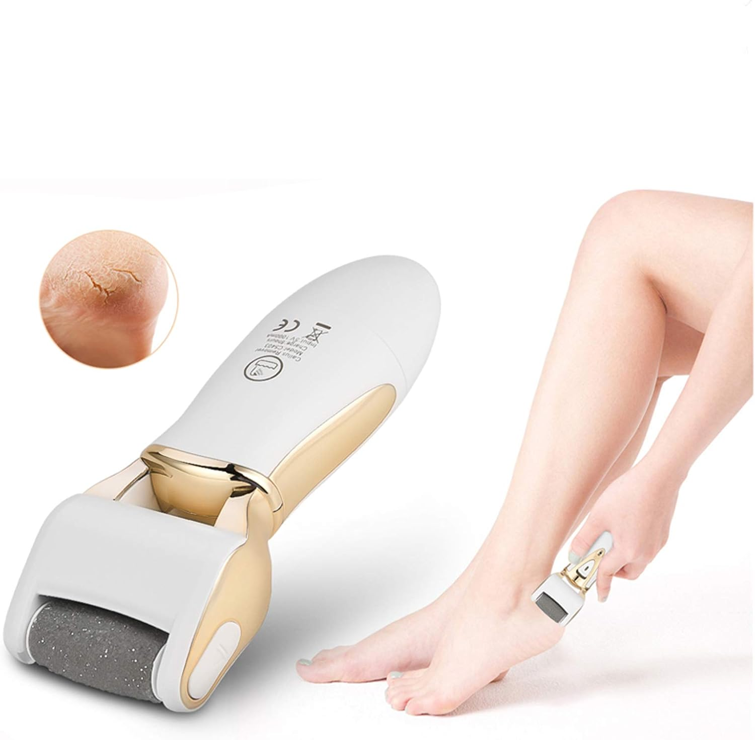 Portable Electric Hard Skin Remover, Electric Foot File,Rollers and Rechargeable Foot Care Tool for Dry Dead and Cracked Feet Velvet Smooth