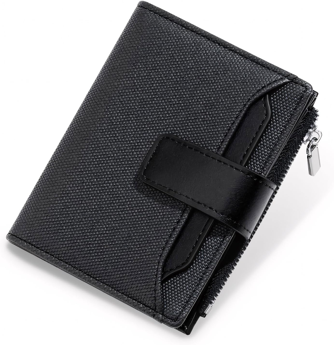 Ksriylm Wallet Women Small Wallet for Women Genuine Leather Bifold Compact RFID Blocking Card Holder for Women with Zipper Coin Pocket 4 ID Windows,Purple