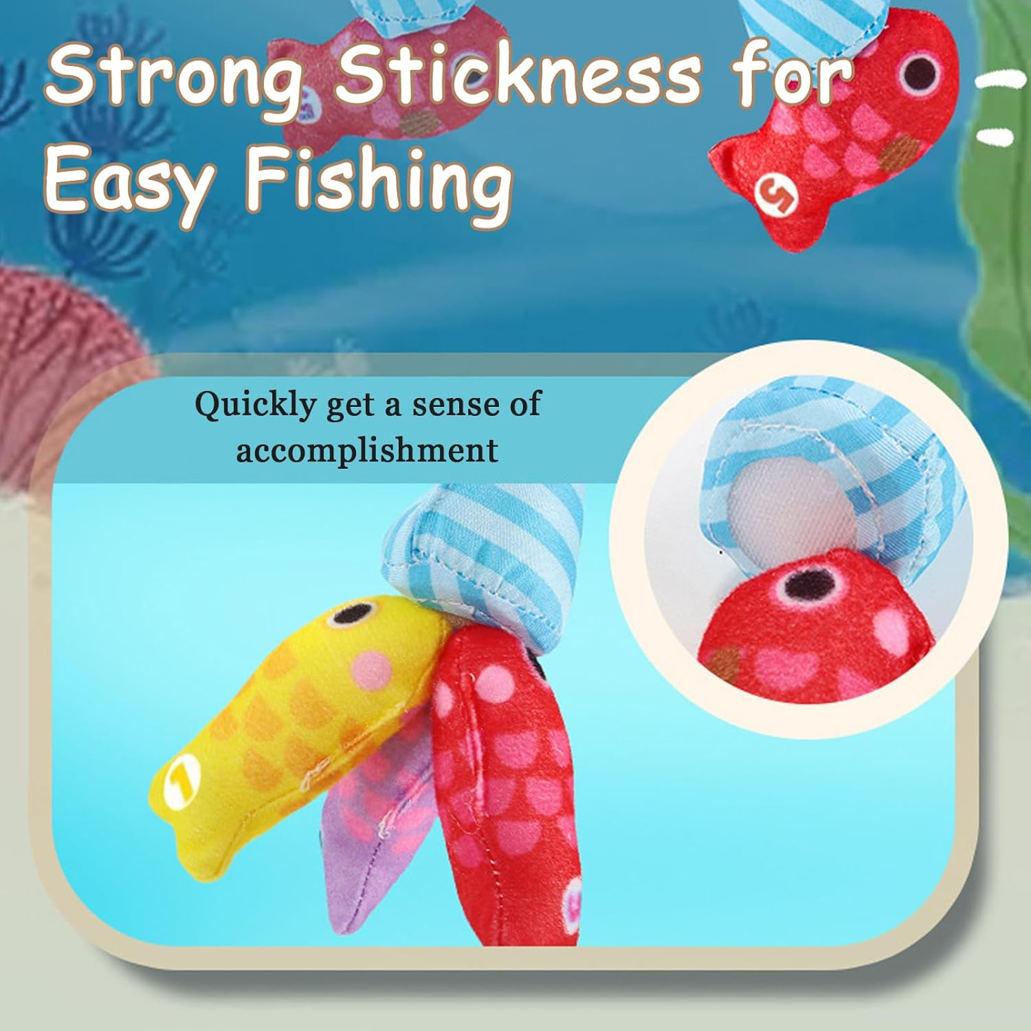 22Pcs Cloth Fishing Game with Stacking Cups, Toddler Toys for 1 Year Old Boy Girl Birthday Gift, Toddlers'S Sensory Toy with Stacking Cups Number Counting, Color Sorting Learning image number 1