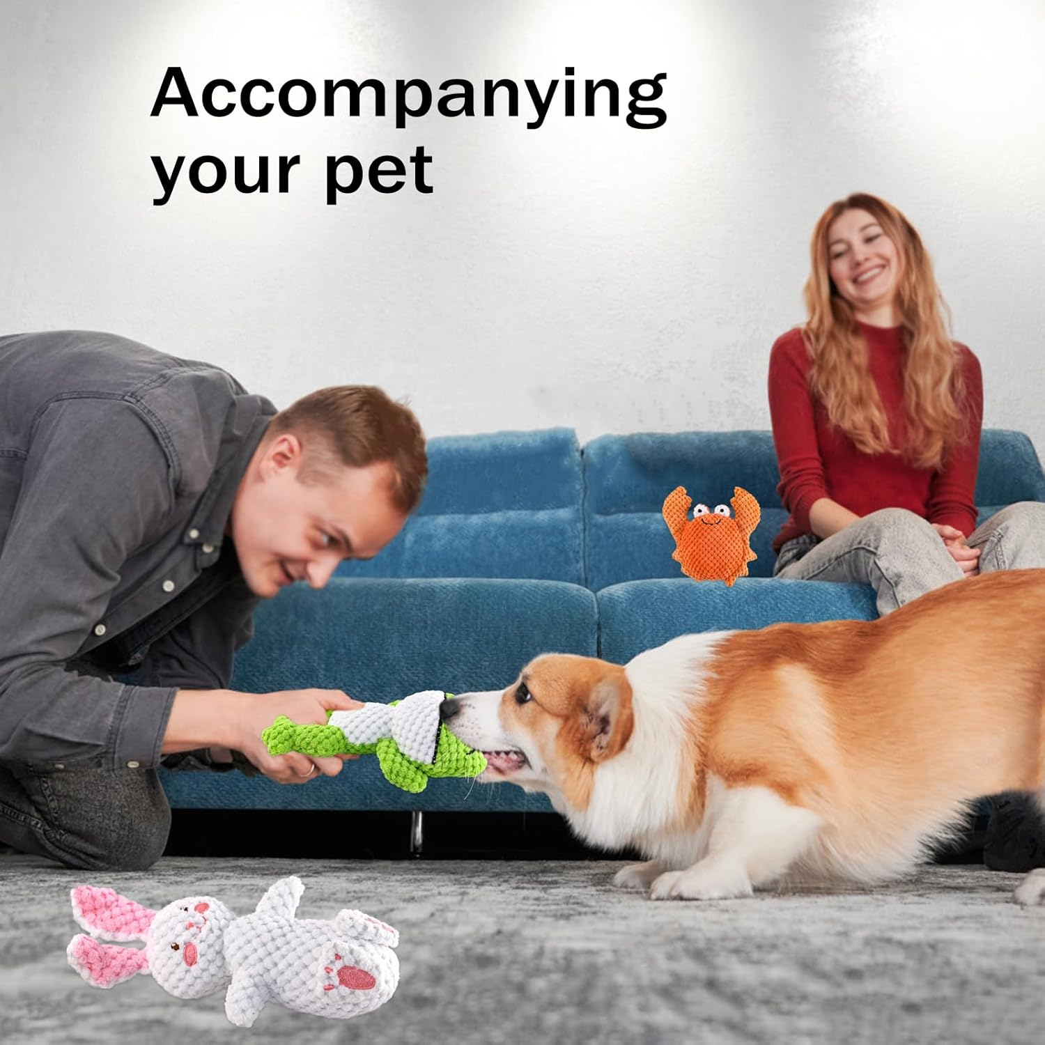 Squeaky Dog Toy Medium Interactive Soft Cotton Stuffed Animal Toys for Daily Companionship Training Reward Gift image number 3