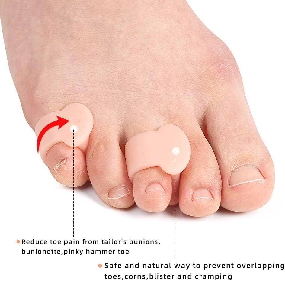 5 Pair Pinky Toe Separators, Little Toe Spacers Relieve Pain from Friction and Pressure Foot Care Tool (Beige) - Beige image number 2