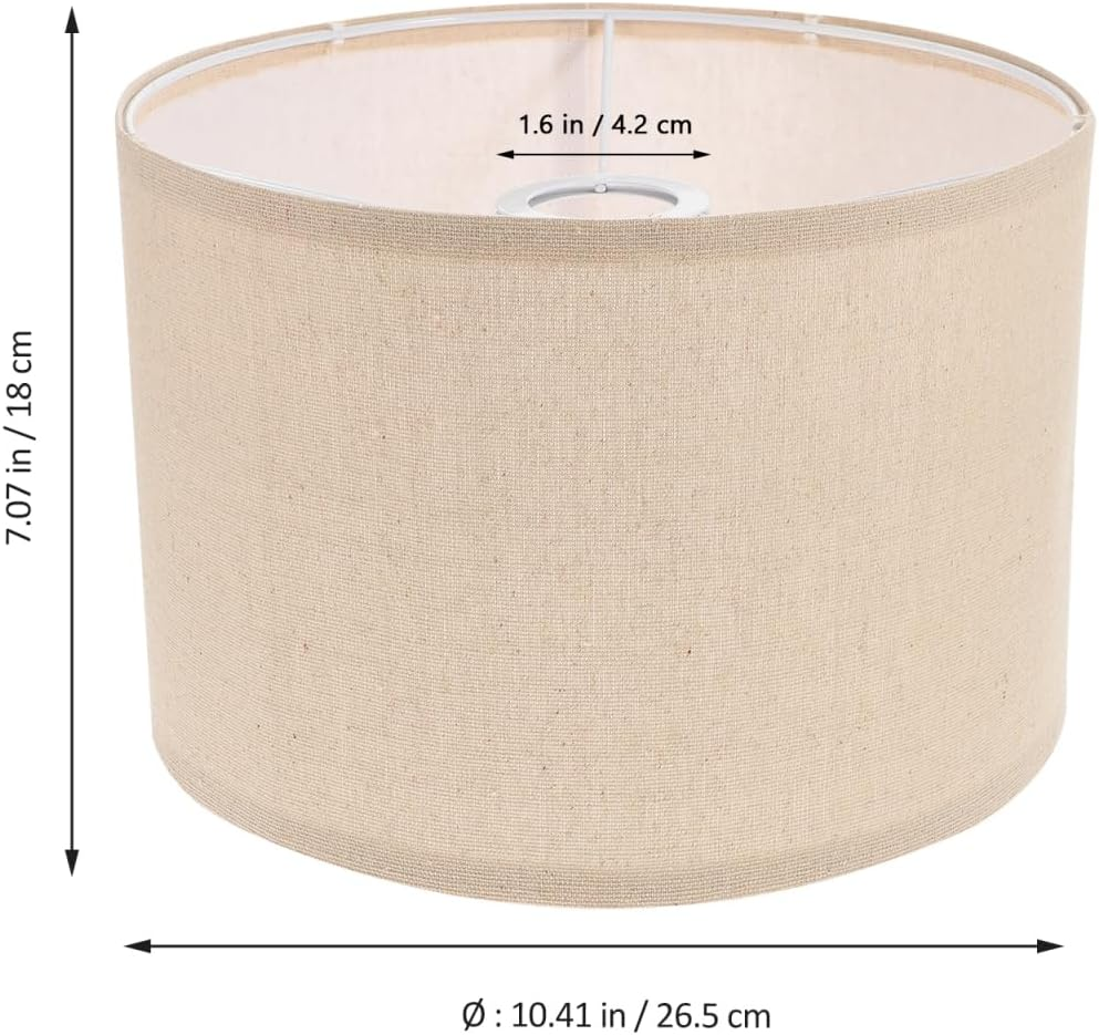 HOLIDYOYO Drum Lampshades - 26.5 X 19 Cm Natural Linen Fabric Lampshade Replacement Classic Modern Style Decor for Floor Medium Table Bedside Light image number 4