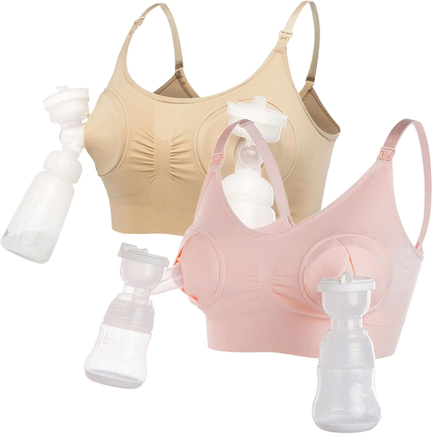 Dress Cici Hands Free Pumping Bra for Large Breast, 3 in 1 Front Clip Maternity Nursing Bra, 2 Pack