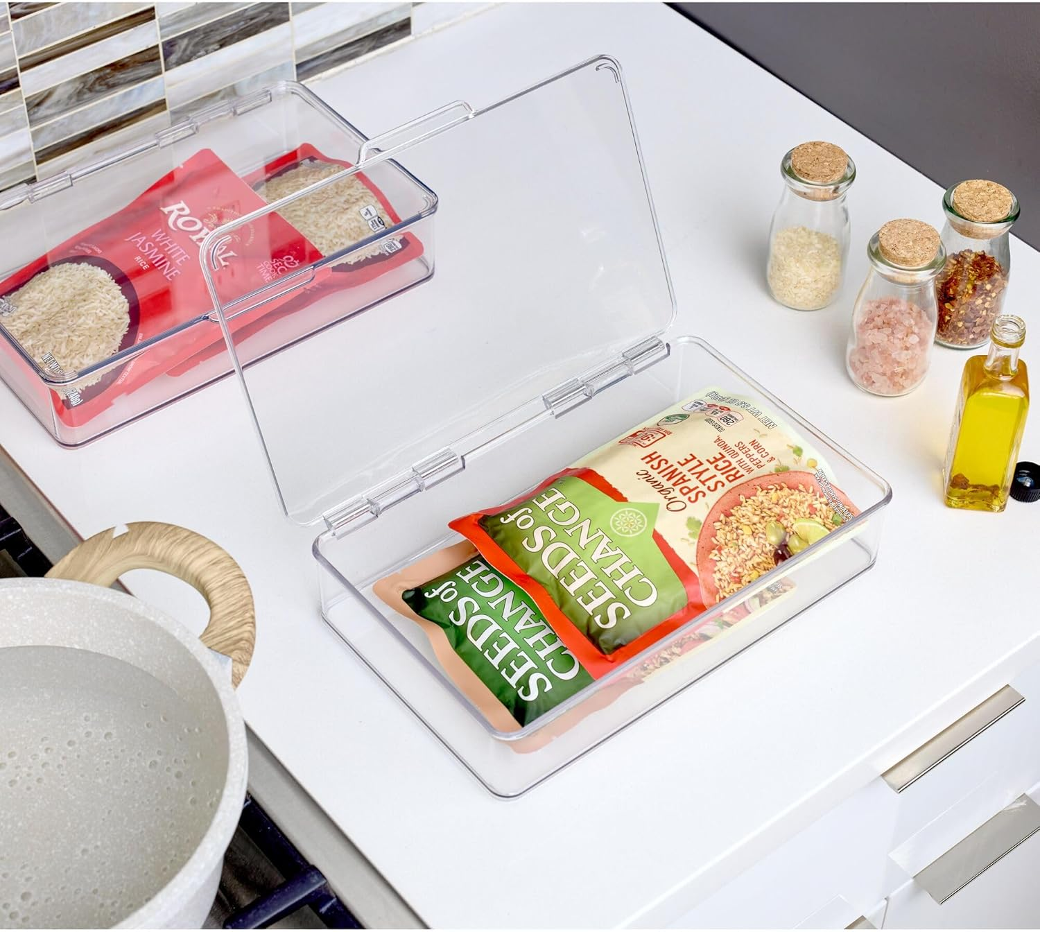 Interdesign Cabinet/Kitchen Binz Stackable Kitchen Storage Container, 7.1" X 10.7" X 2.3", Clear image number 5