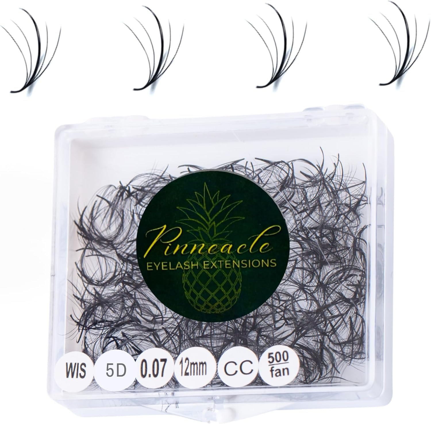 500 Wispy Premade Volume Lash Fans &ndash; Single Length | False Eyelash Extensions Supplies for Lash Artists | Narrow Base, Handmade, Lightweight Promade Volume Fans + Premade Spike | Handmade by Pinneacle Lash | 0.07 (5D | CC Curl | 12Mm) image number 2