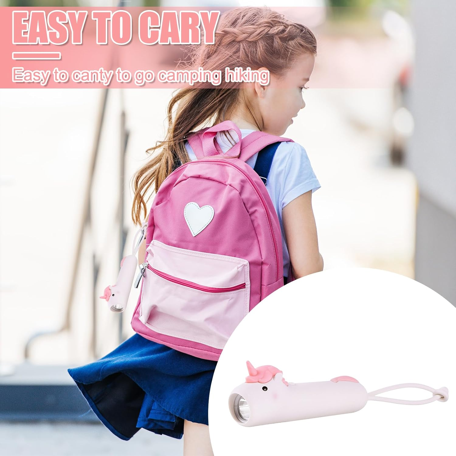 Yuragim Rechargeable Torch, Unicorn LED Children'S Torch, High Lumen & Dimmable & Strobe 3 Modes Torch Rechargeable Silicone Torch for Children Camping, Hiking, Emergencies, Outdoor image number 2