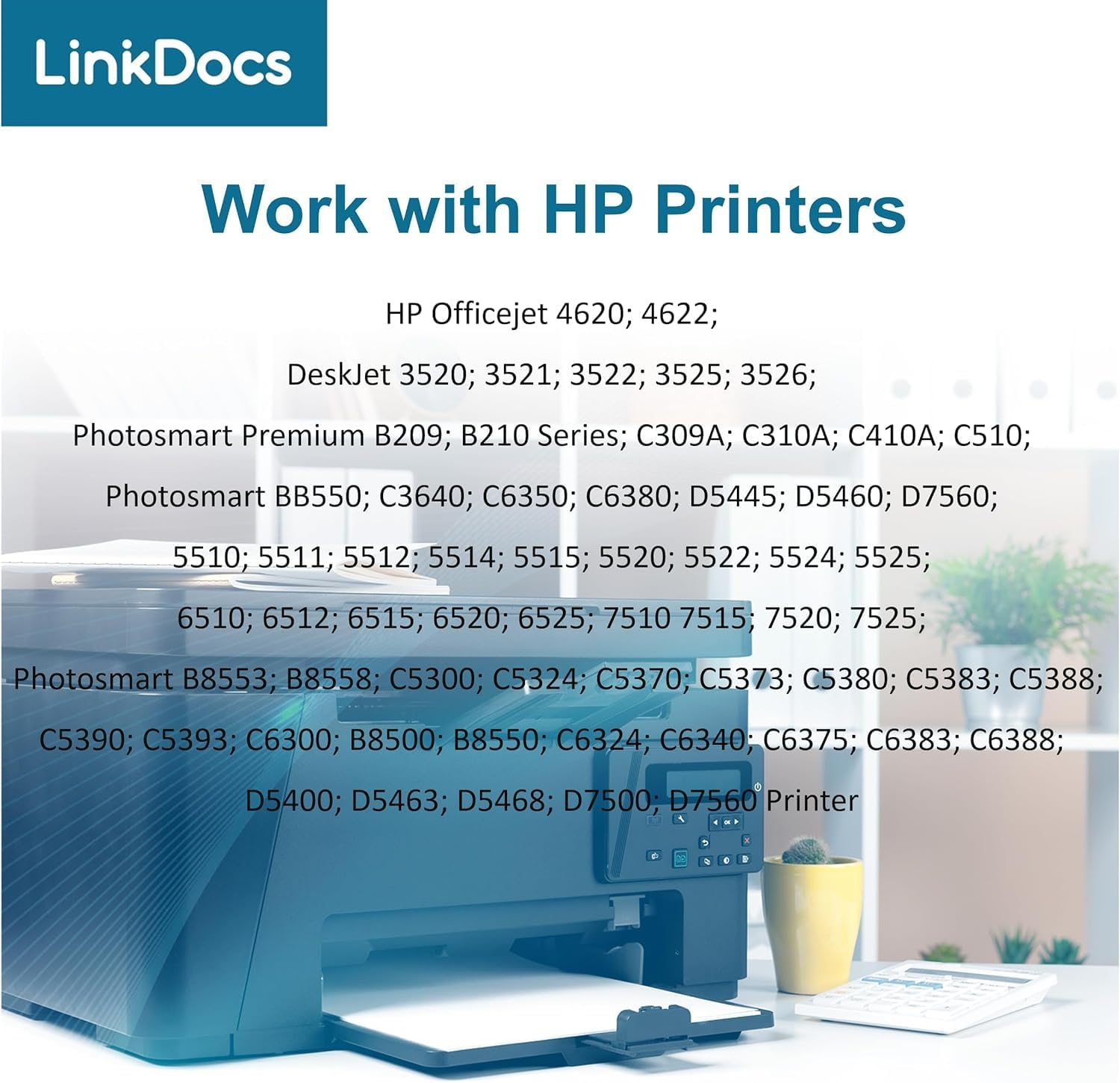 Linkdocs Compatible Ink Cartridge Replacement for HP 564XL 564 XL Ink Cartridge for Use in Deskjet 3520 3522 Officejet 4620 Photosmart 5520 6510 7520 7525 Printer (2 Pack, Black)