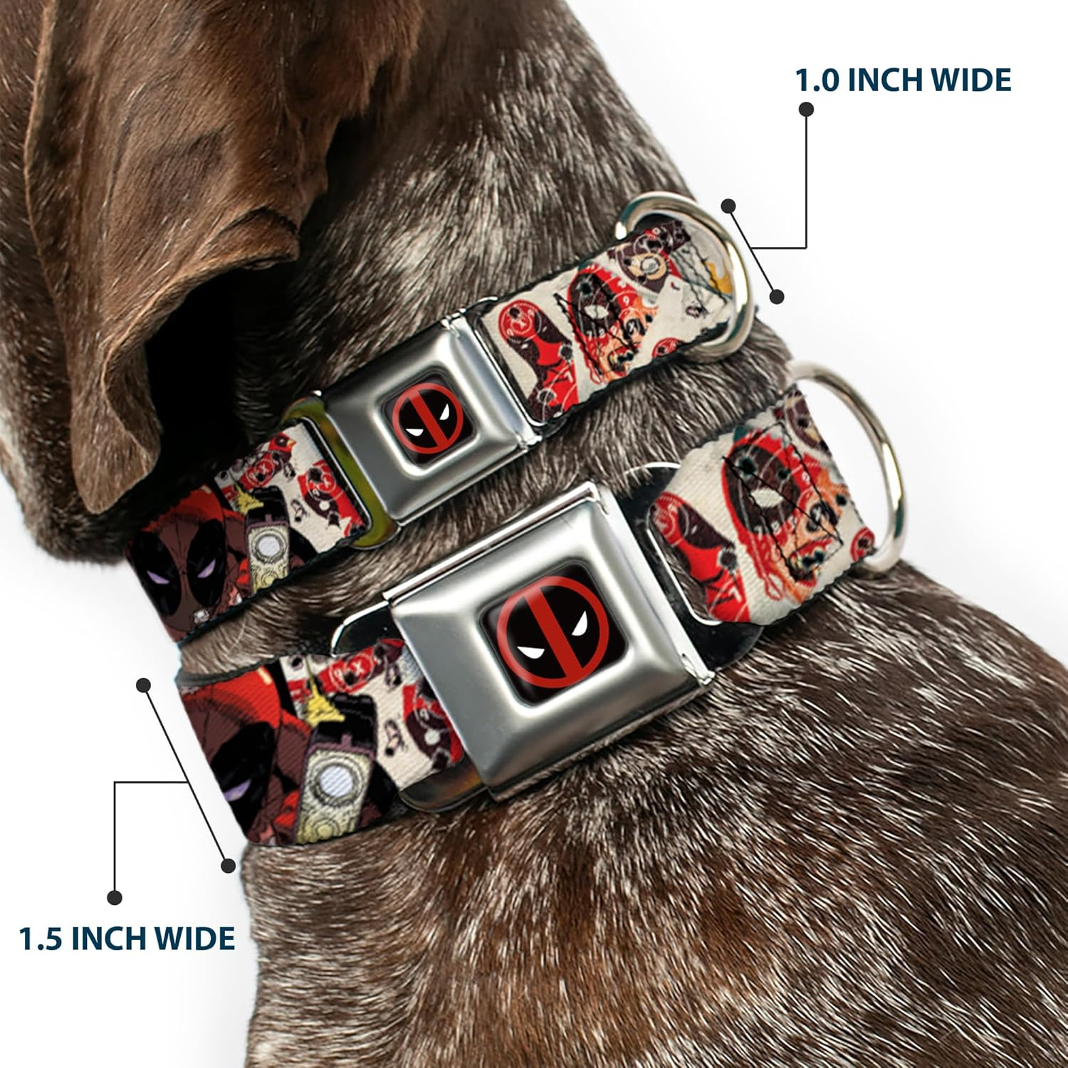 Buckle-Down Seatbelt Buckle Dog Collar - Deadpool Shooting/Targets - 1.5" Wide - Fits 18-32" Neck - Large image number 2
