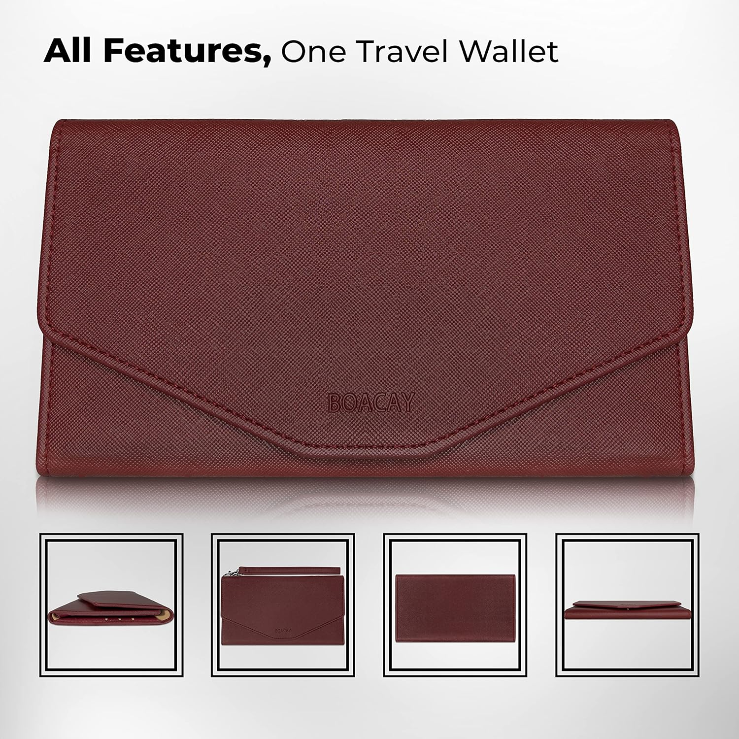 BOACAY Travel Wallet & Passport Holder - Slim Document Organizer for Women & Men - Waterproof Case for Cards, Boarding Passes, Key with Wristlet image number 1