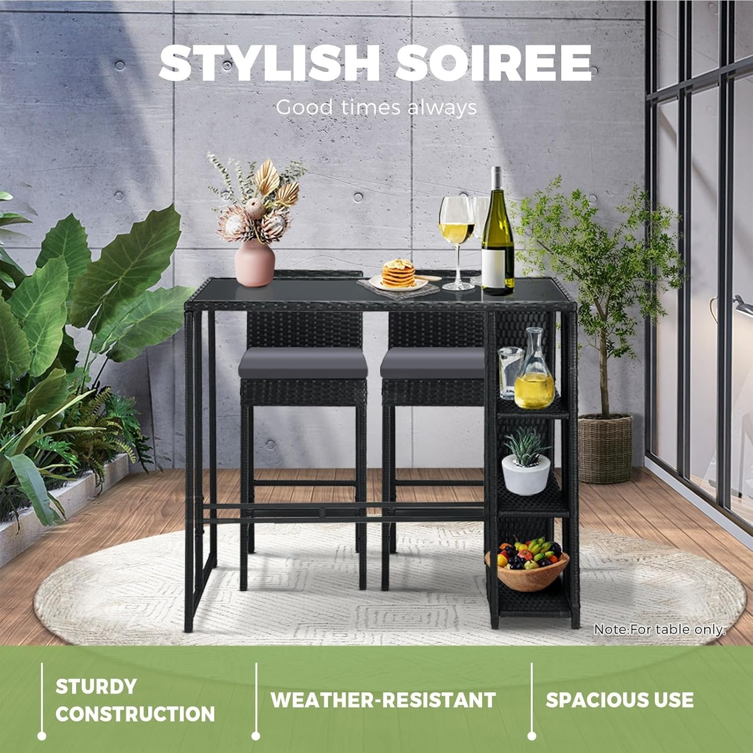 Livsip Ourdoor Bar Table Garden Patio Table Outdoor Furniture Rattan Bar Table image number 3