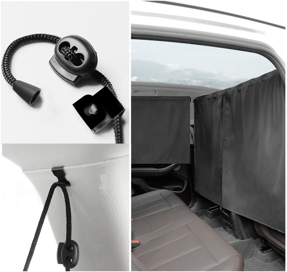 Sun Shade Side Window Covers, Car Divider Privacy Curtains, Car Window Cover Detachable Car Seat Partition Curtain Car Camping Curtains Privacy Protection Curtains for Travel Camping Nap Sleeping image number 4