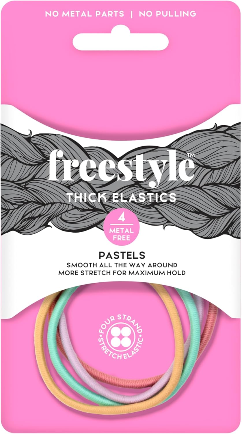 Freestyle Thick Metal Free Hair Tie, Black (4-Pieces) - Black image number 2