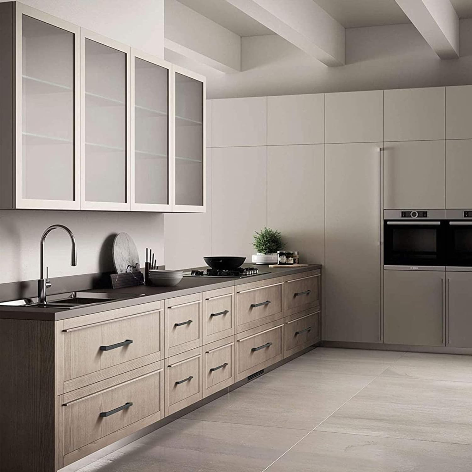 WADY 10Pcs Hole Center Kitchen Square Cabinet Handles, Black Stainless Steel Cabinet Pulls Drawer Pulls Kitchen Cabinet Hardware Kitchen Handles,Modern Square Drawer Pulls (128Mm) image number 4