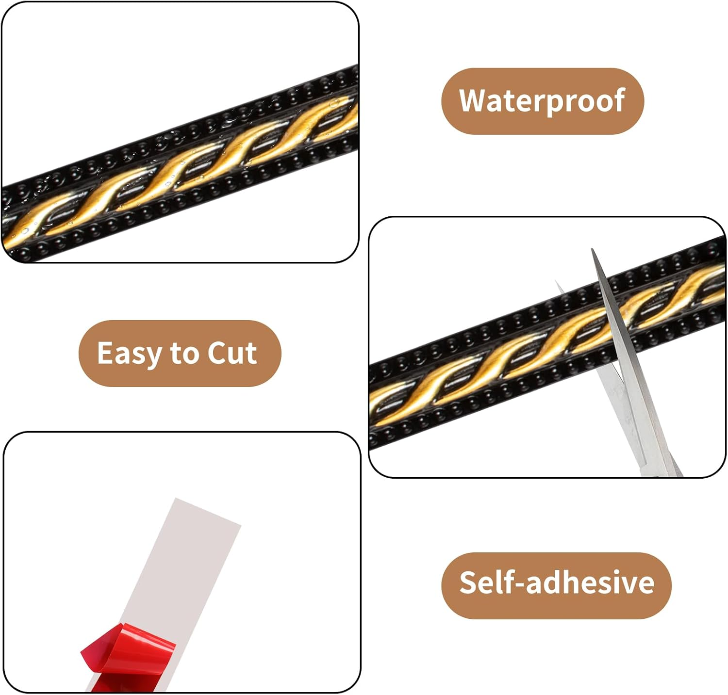 600Cm Self-Adhesive Moulding Trim, Peel and Stick Ceiling Coving,3D Wall Trim for Mirror Frames, Furniture, Door Frames, Ceilings, Home Decoration(White) image number 7