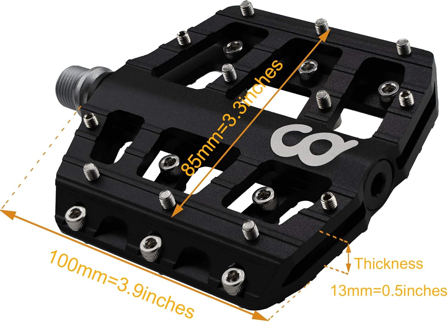 Cyclingdeal Flat Mountain BMX MTB Aluminum Bike Sealed Bearing Pedals - Large Bicycle Platform Pedals 9/16" with Anti-Skid Anti-Slip Nail image number 2
