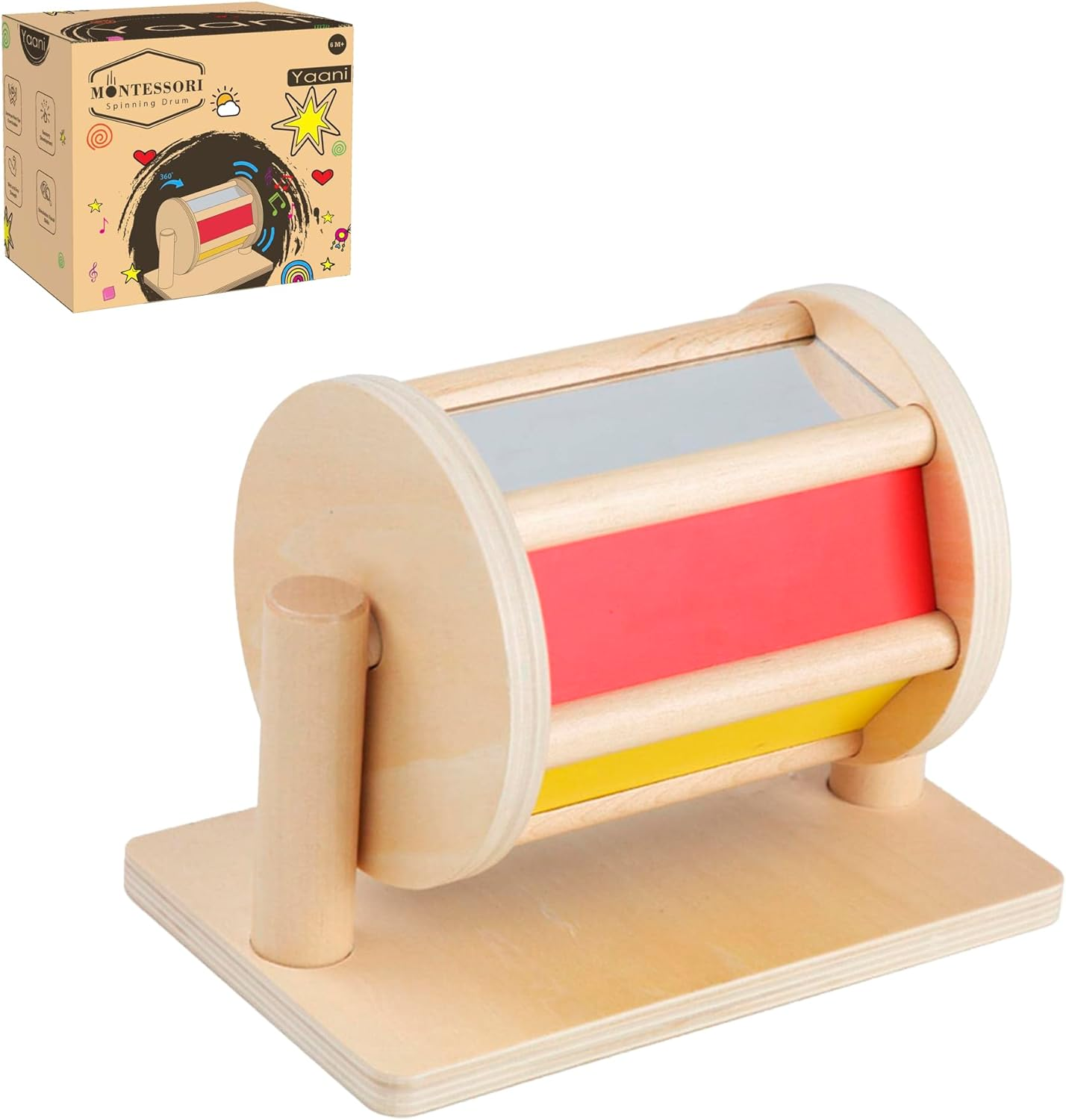 YAANI Montessori Spinning Drum - Baby & Toddler Toys, Sensory Play for 6+ Months for Boys & Girls