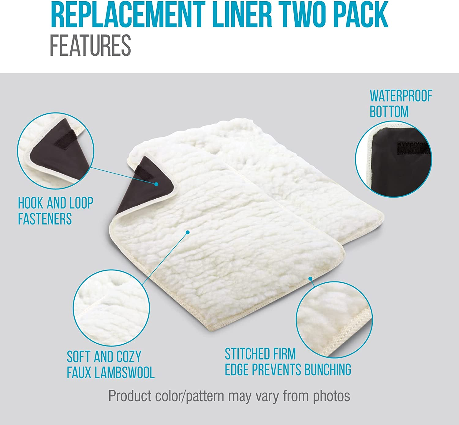 Sherpa, Replacement Liner (2-Pack), for Pet Carrier, Faux Lambskin, Absorbent, Cozy, Soft, Thick, Machine Washable, with Waterproof Backing, Small image number 2
