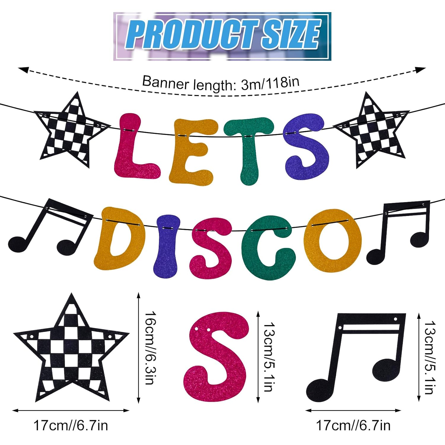 Lets Disco Party Decorations, Banner and Hanging Swirls Disco Themed Party Decorations 60S 70S 80S 90S Party Decor for Disco Themed Birthday Baby Shower Party Supplies image number 6