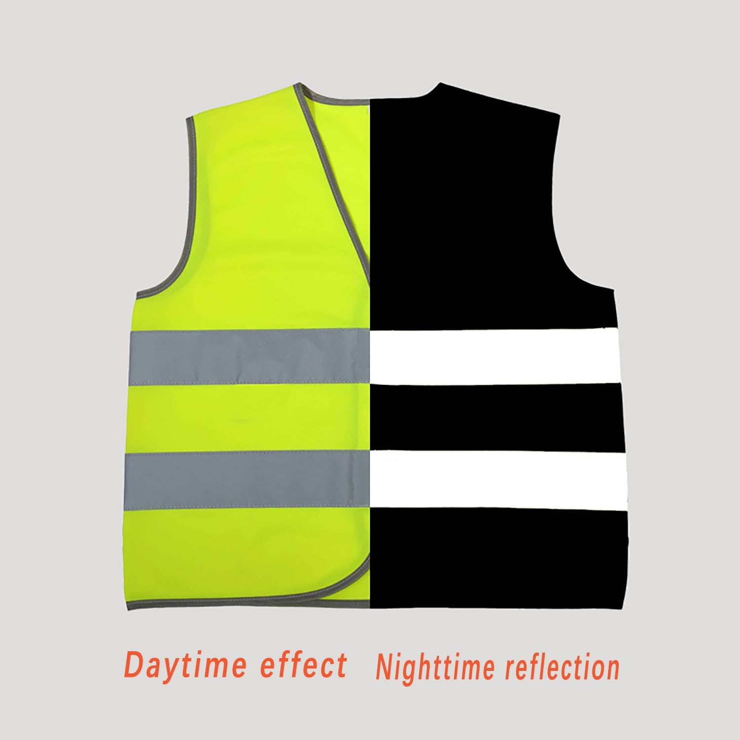 10 Pack Kids Safety Vests with Zipper - Yellow Reflective High Visibility, Hi Vis Silver Strip, Traffic, Cycling, Runner, Surveyor, Volunteer for Aged 4-12 image number 3