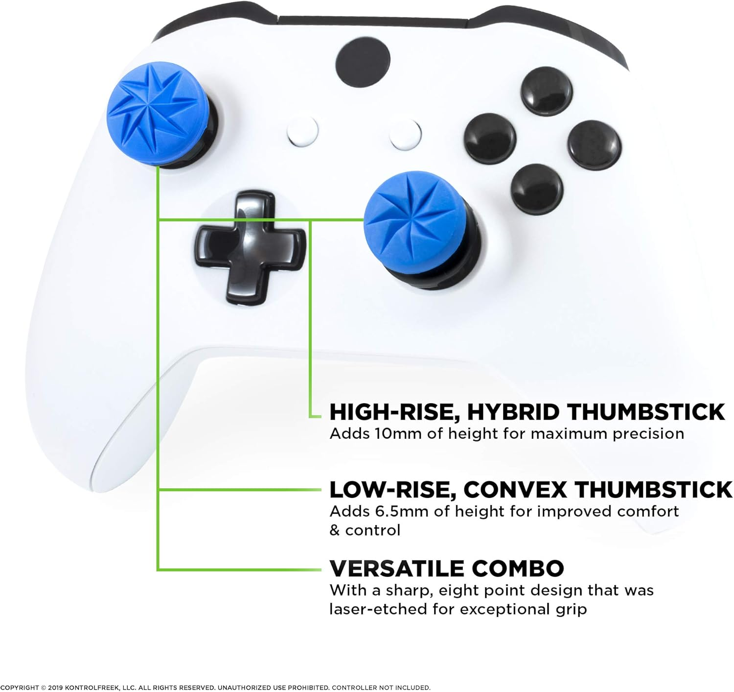 Kontrolfreek FPS Freek Edge for Xbox One and Xbox Series X Controller | Performance Thumbsticks | 1 High-Rise Convex, 1 Low-Rise Convex | Blue