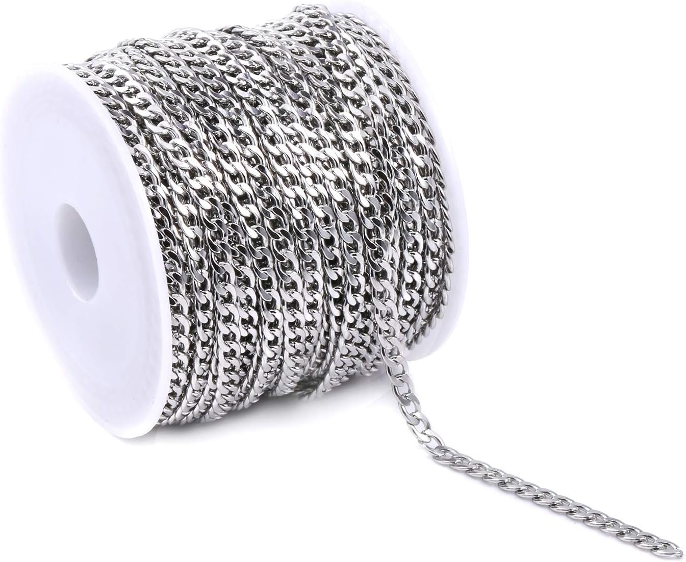 ALEXCRAFT 16.4Feet Gold Plated Brass Curb Chain Twisted Chunky Link Chains Bulk with Spool for Jewelry Making