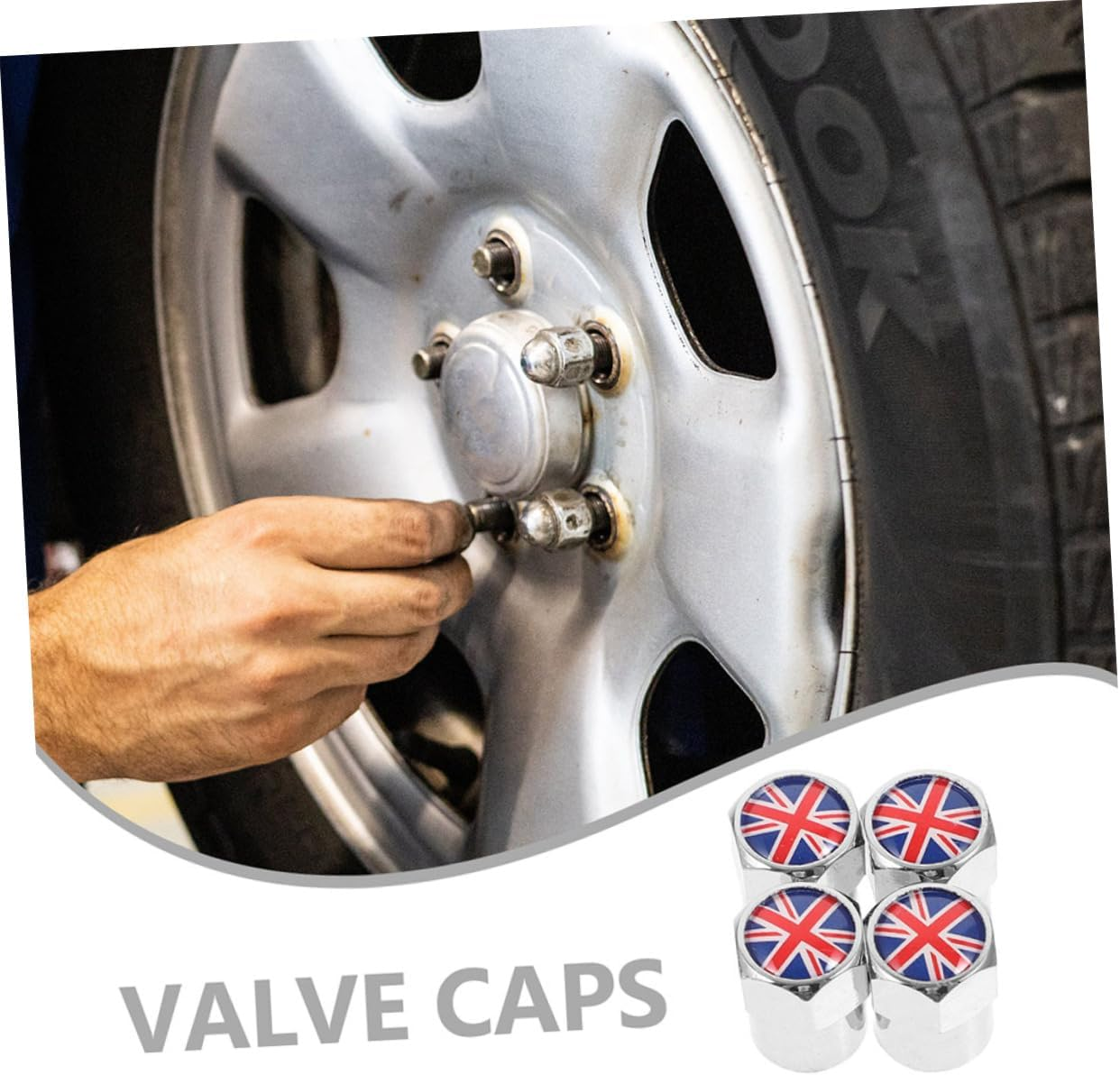 CHILDWEET 8Pcs Metal Wheel Valve Stem Caps Tire Air Caps for Cars and Motorcycles UK Flag Style Valve Stem Covers Set Automotive Tire Accessories for Men and Women image number 6