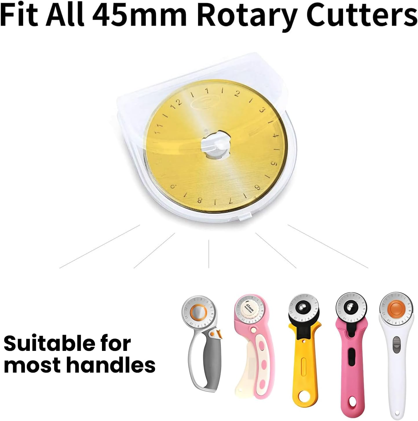 Agwenkui 10 Pack Titanium Rotary Cutter Blades 45Mm Spare Replacement Blades - Rotary Cutter Blades Replacement with Sharpness for Quilting Scrapbooking Sewing Arts Crafts (Long Lasting Edge) image number 5