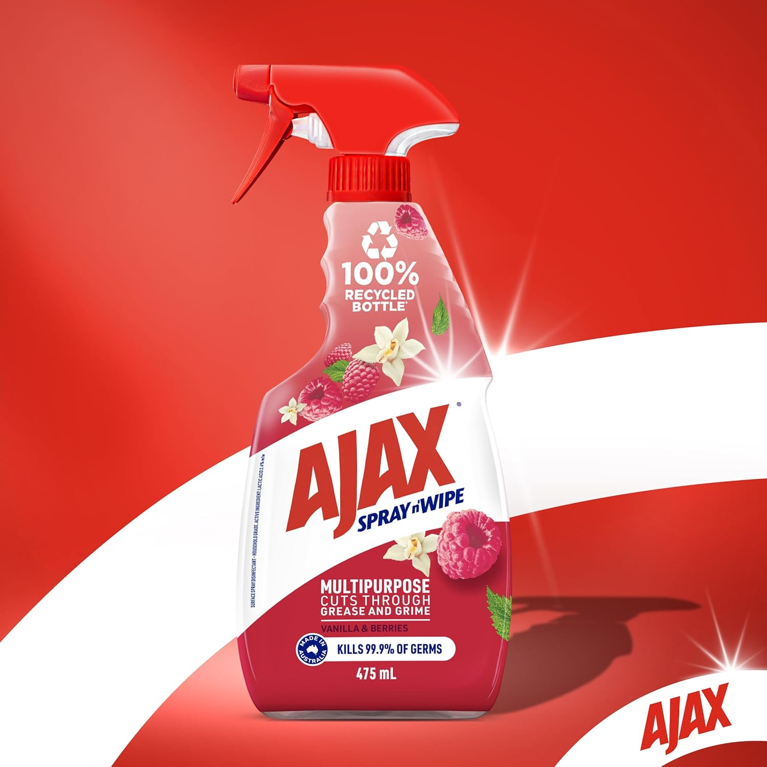 Ajax Spray N' Wipe Multi-Purpose Cleaner Trigger, 475Ml, Vanilla and Berries Surface Spray, Household Grade image number 5