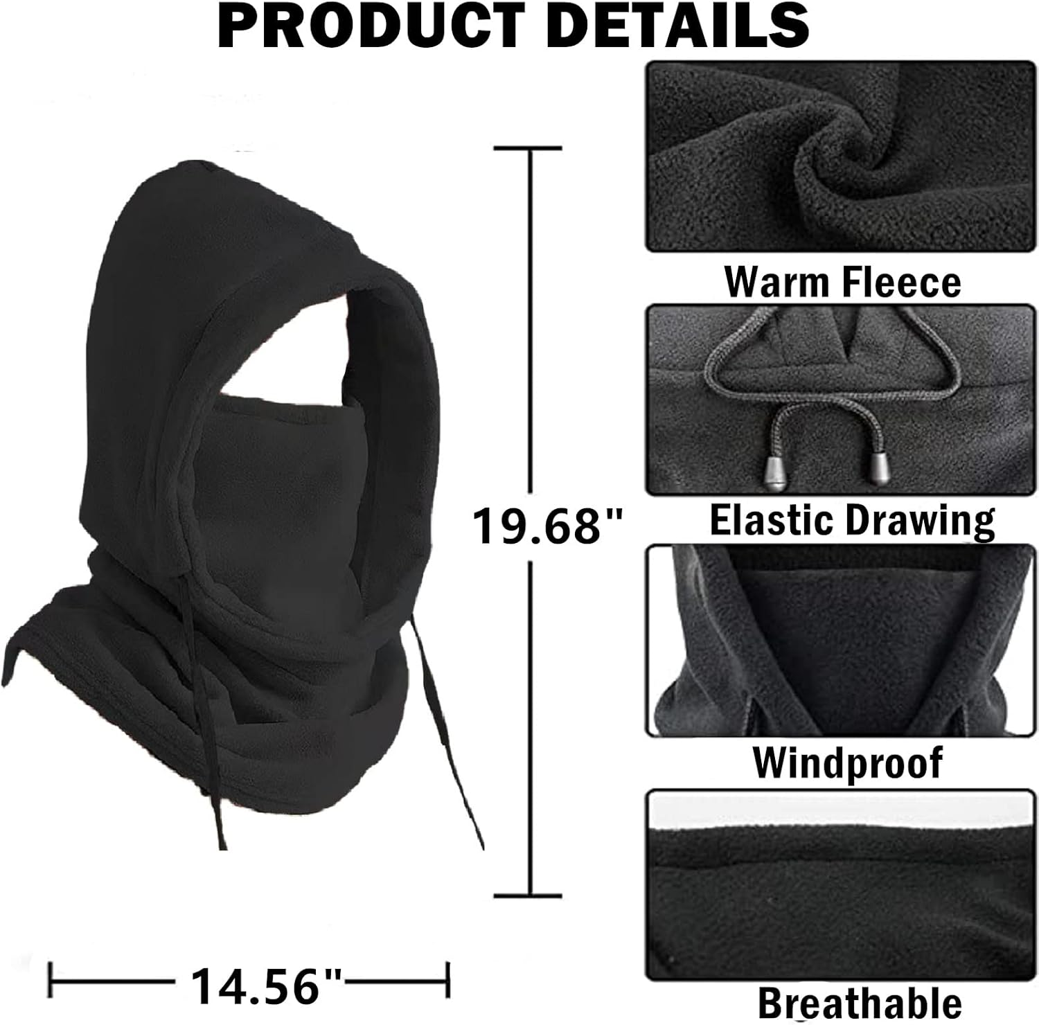 Balaclava Windproof Winter Face Mask Warm Fleece Ski Mask for Men and Women Cold Weather Motorcycle Bike Cycling Neck Warmer image number 2