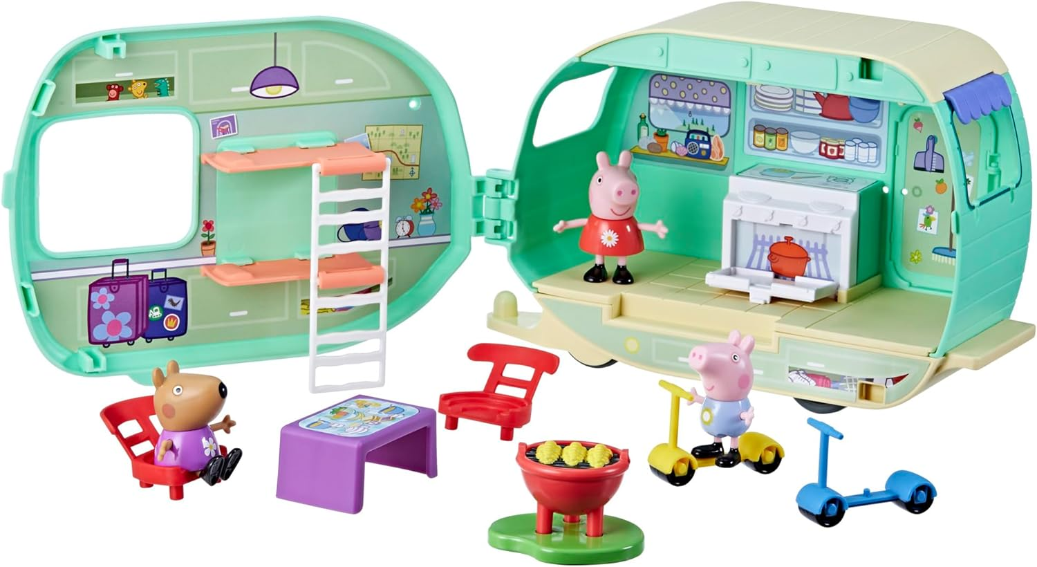 Peppa Pig Caravan Playset with 3 Figures and 6 Accessories, Preschool Toys for 3 Year Old Girls and Boys and Up image number 1