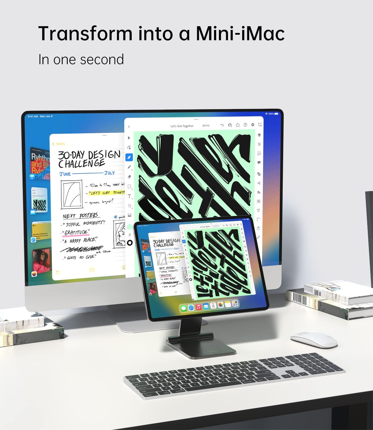 KU XIU Foldable Magnetic Stand for Ipad Pro 11'', Portable 360 Adjustable Desktop Holder Compatible with Ipad Air 4Th/5Th and Pro 1St/2Nd/3Rd/4Th Gen image number 4