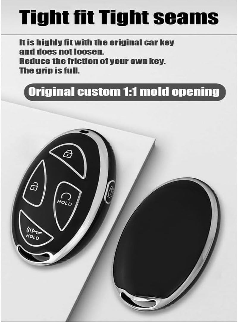 Hyundai Key Fob Cover with Keychain, Soft TPU Smart Key Protector Case for 2024-2025 Hyundai Ioniq 6, Grandeur GN7, KONA, Elantra, Santa Fe, Sonata, Tucson &ndash; Anti-Scratch Key Fob Shell image number 1