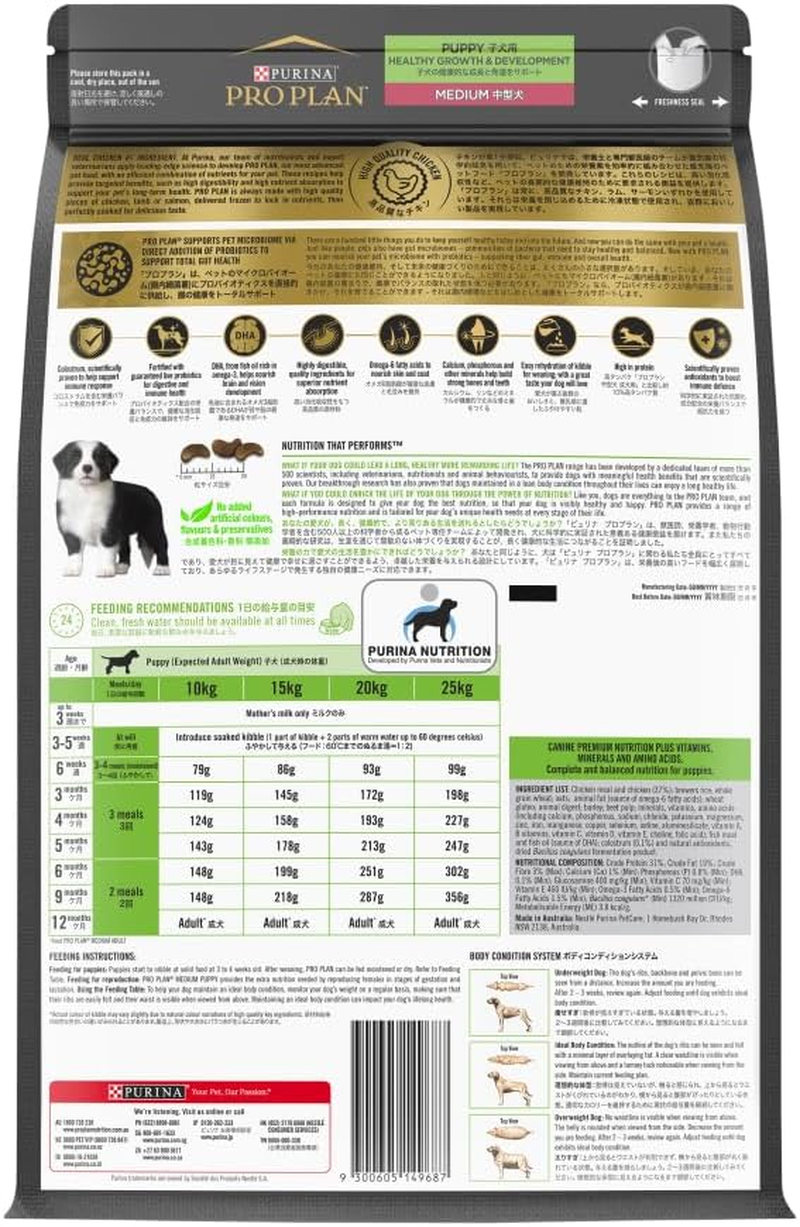 PRO Plan Puppy Dry Dog Food Medium Breed Chicken 15Kg