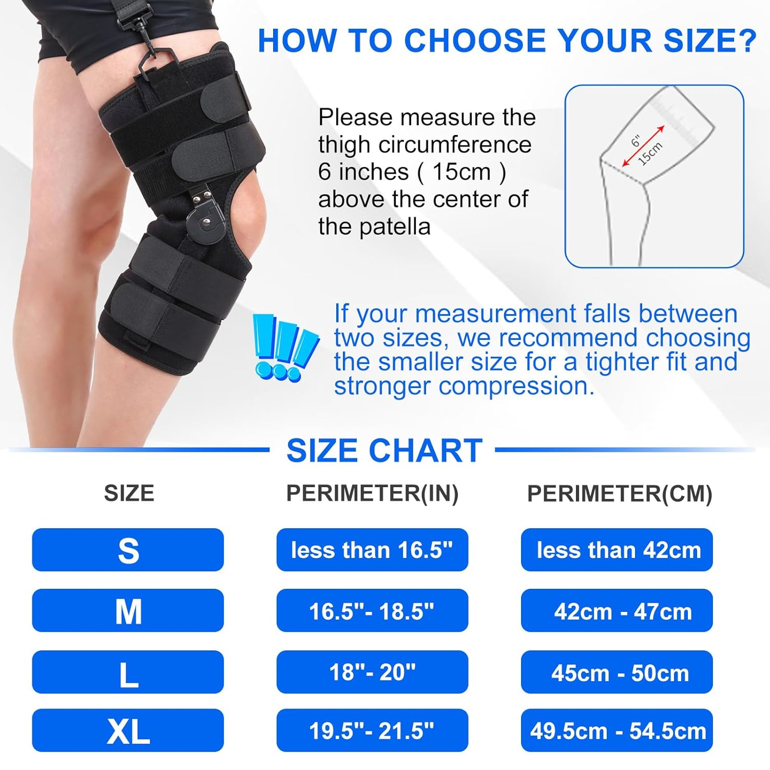 Hinged ROM Knee Brace, Post Op Knee Immobilizer with Side Stabilizers, Medical Orthopedic Support for ACL MCL PCL (L) image number 4