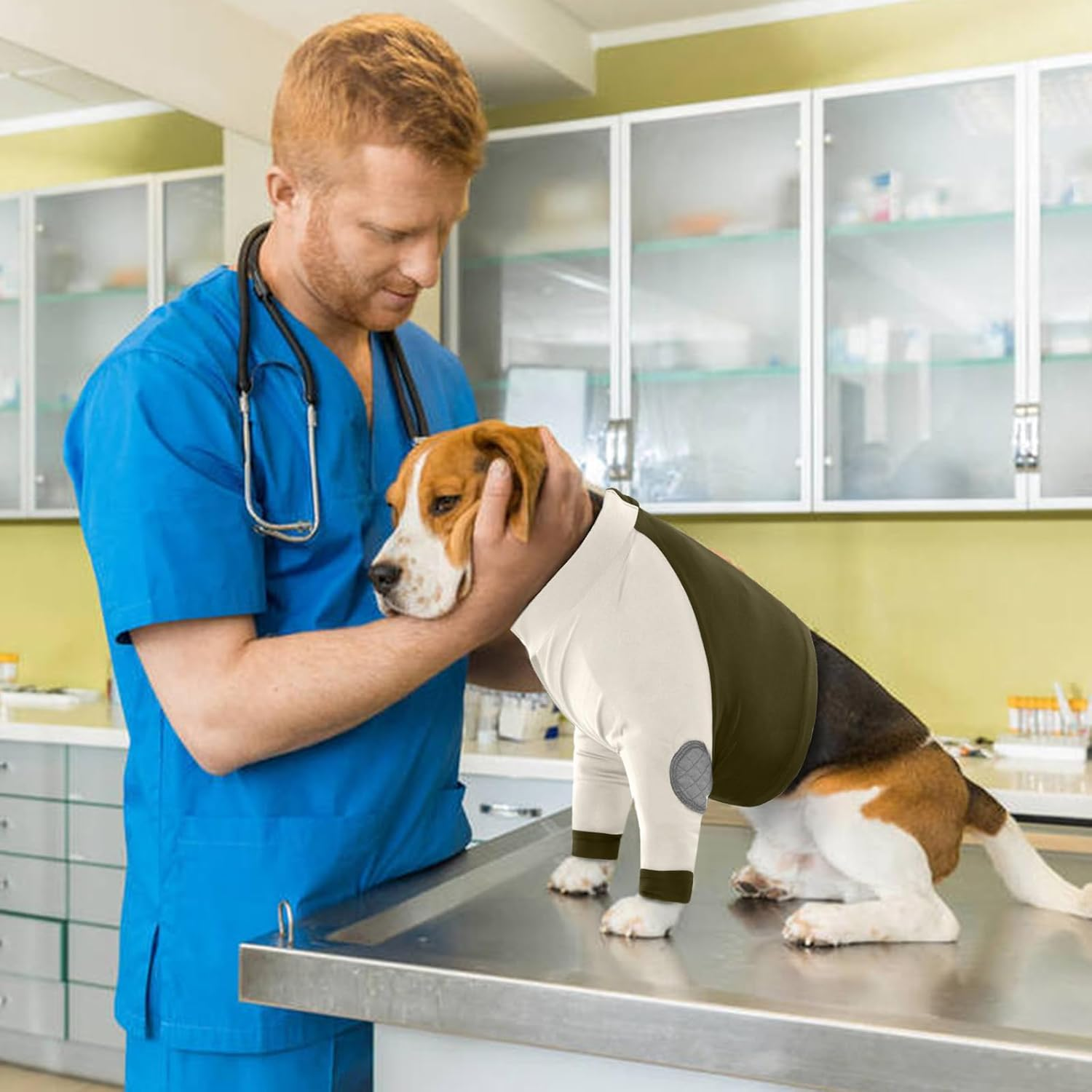 Lelepet Dog Recovery Suit for Front Legs, Dog Sleeve to Stop Licking, Elbow Protector for Leg Injuries Shoulder Wounds after Surgery Male Female,Zippered Long-Sleeved Shirt Cone Alternative(S-3Xl) image number 2