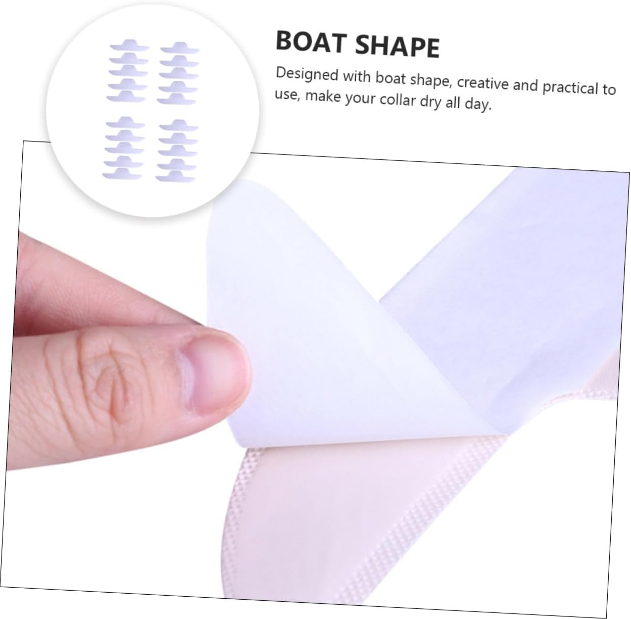 Healeved 20Pcs Self-Adhesive Sweat Absorbing Collar Liner Pads Reusable Neck Protectors for Shirts Non-Woven for Men and Women for Wear image number 6