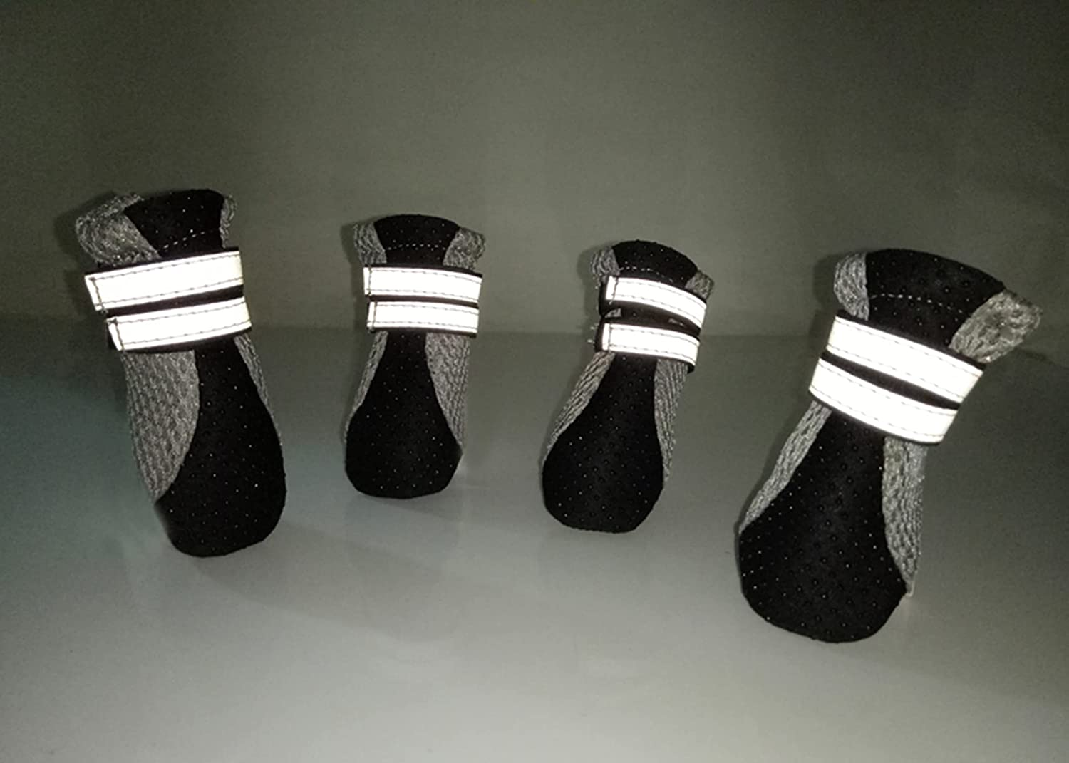 Protective Dog Boots Paw Protector, MH MOIHSING Non-Slip Pet Shoes Durable Dog Shoes Breathable Dog Booties for Small Dogs Outdoor(Size Large, 2 Pairs, Black) image number 2