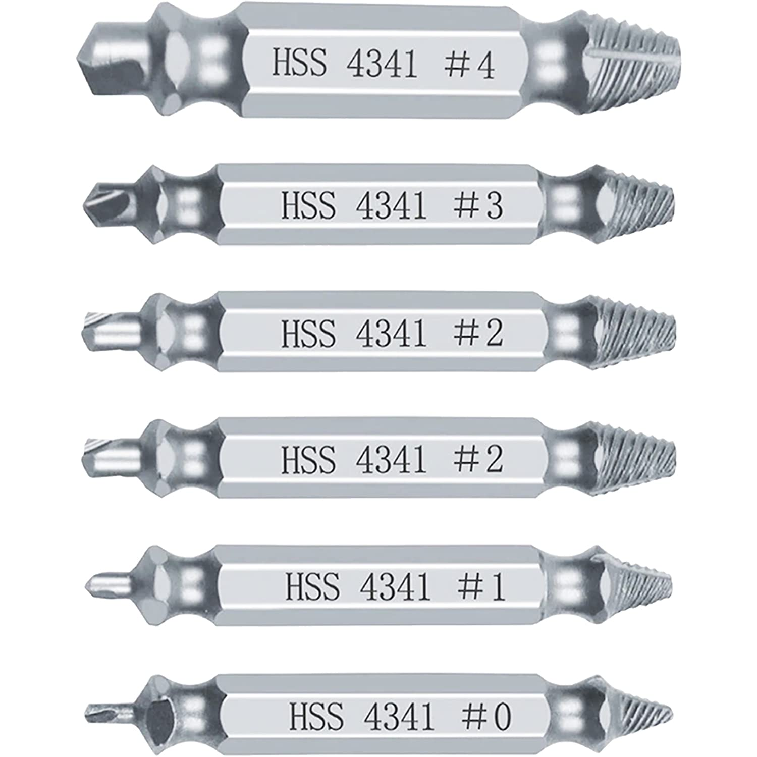 Yotsuba 6Pcs Damaged Screw Extractor Kit, Broken Bolt Remover Set, Removes Stripped Screws in 10 Sec, H.S.S 4341 Steel, 6 Count image number 2