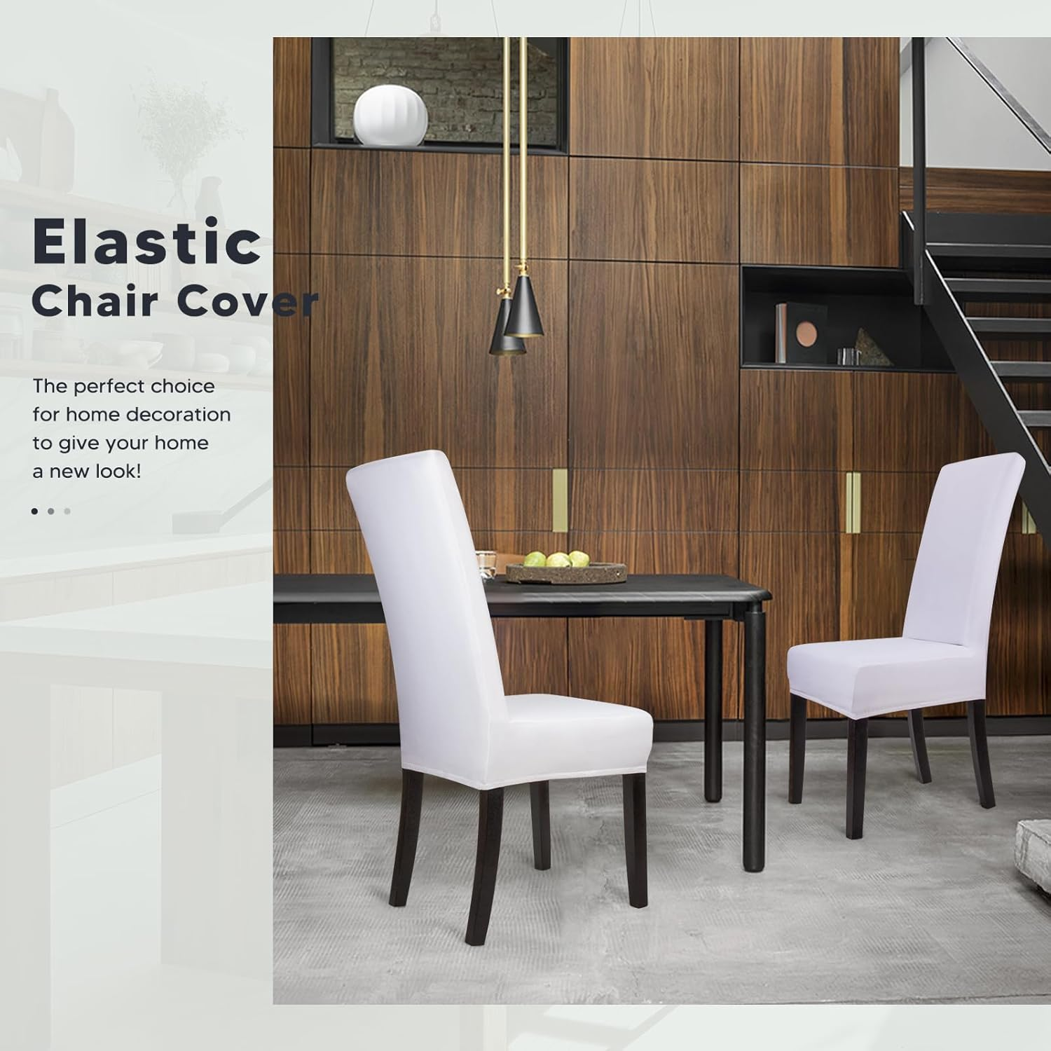 Chair Covers for Dining Room Set of 2 Stretch Dining Chair Covers Parsons Chair Slipcover Removable Dining Room Chair Covers Chair Protector Cover for Home Kitchen Hotel (2PCS, White)-X image number 6